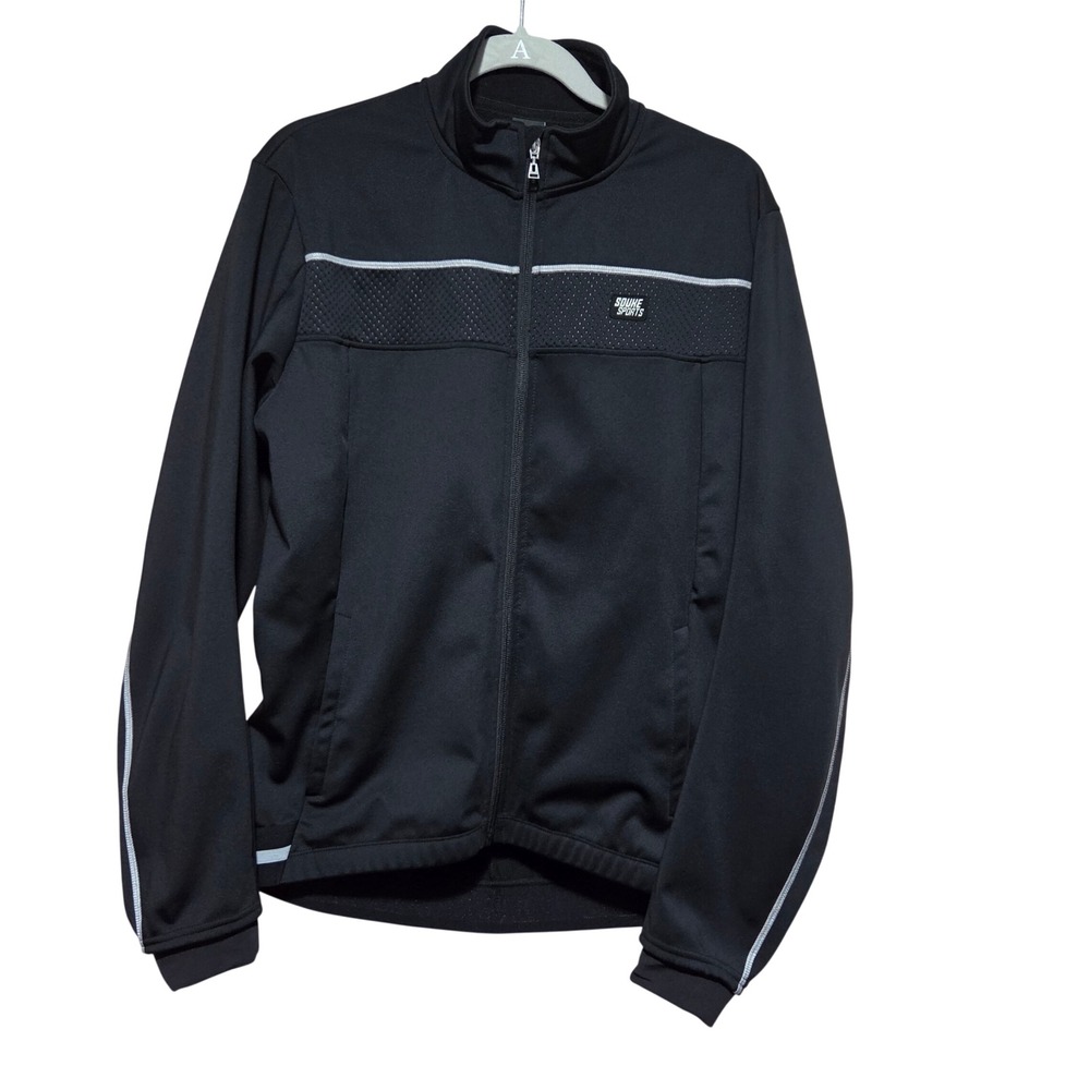 Souke Sports Mens Black Thermal Cycling Jacket Reflective Full Zip Size M